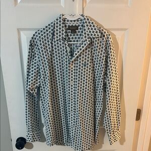 Ariat Men's White and Blue Geometric Shirt